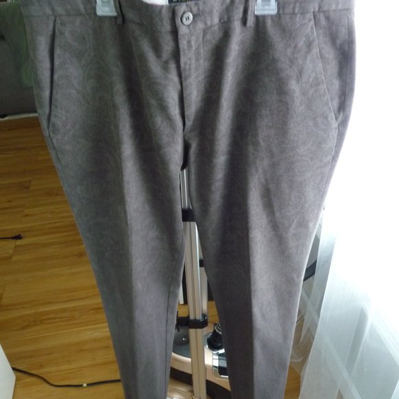ETRO ITALY SLIMFIT CHINO TROUSERS TAUPE COLOR COTTON WITH JACQUARD MOTIF SIZE 38